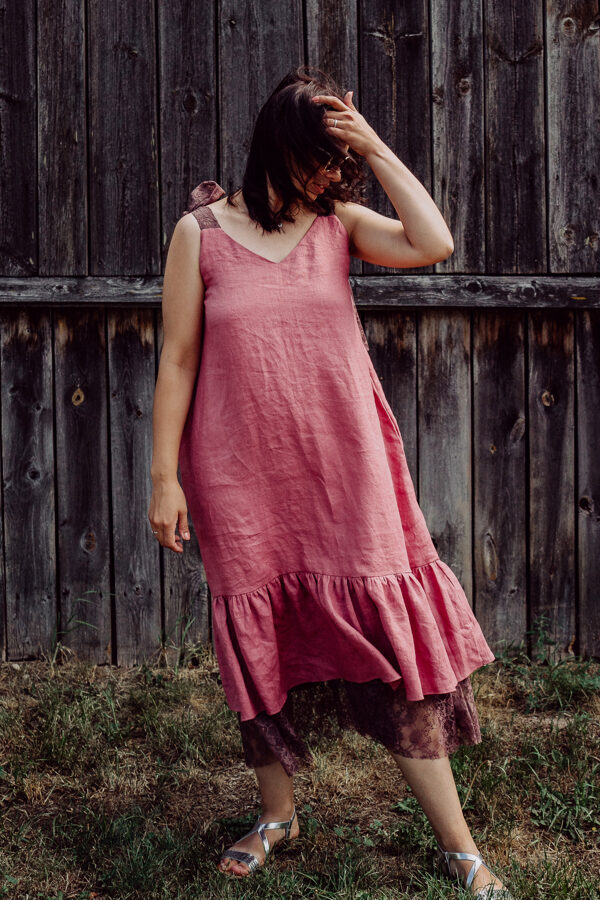 Gara lina kleita – punša rozā