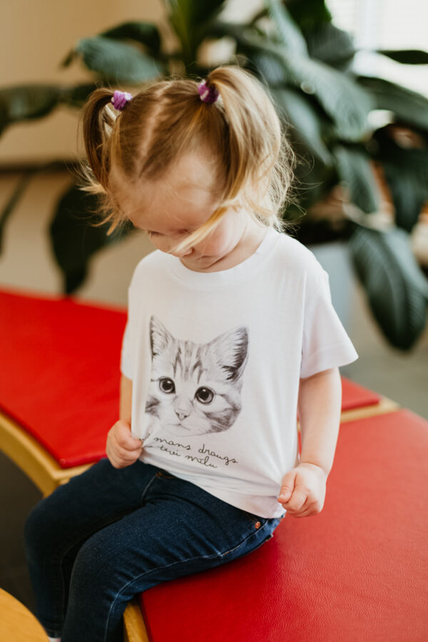 Bērnu t-krekls Kaķēns / balts