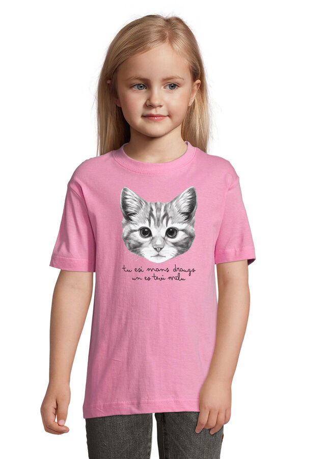 Bērnu T-krekls Kaķēns / rozā