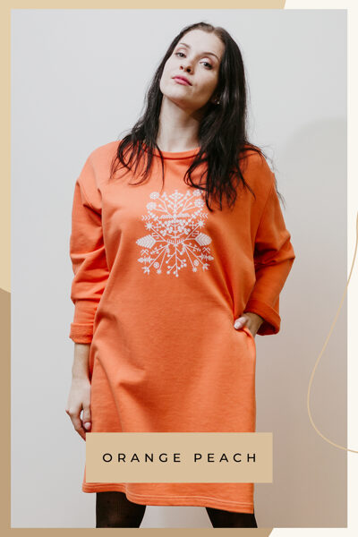 Cotton knitted sweater / dress – orange peach