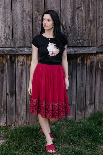 Tulle skirt - raspberry/lace