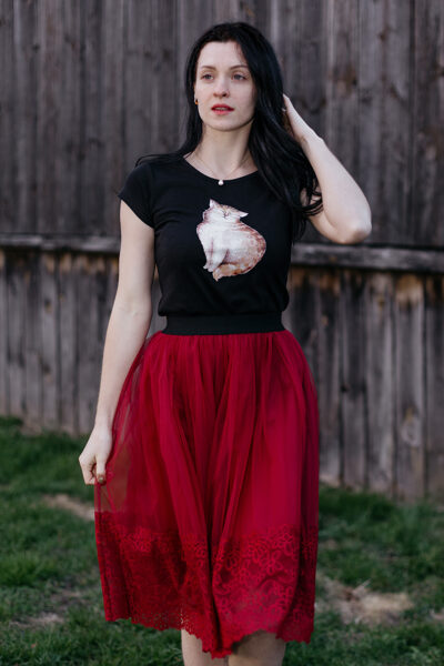 Tulle skirt - red/lace