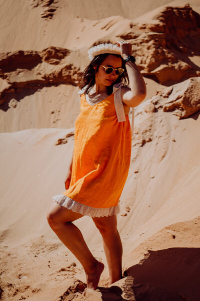 SALE 🛍️ Mini linen dress - orange 🛍️ SALE