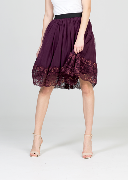 Tulle skirt - plum purple/lace