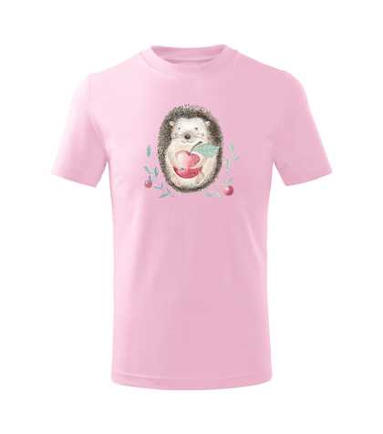 Bērnu t-krekls Ezītis ar ābolīti / gaiši rozā