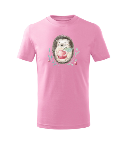 Children's T-shirt Hedgehog with apple / pink